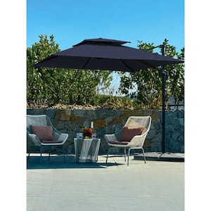 9 ft. 360° Rotation Cantilever Patio Umbrella With Cover And Crank in Navy