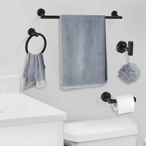 5-Piece Bath Hardware Set Bathroom Towel Rack Set with Towel Bar/Rack Hand Towel Holder in Black