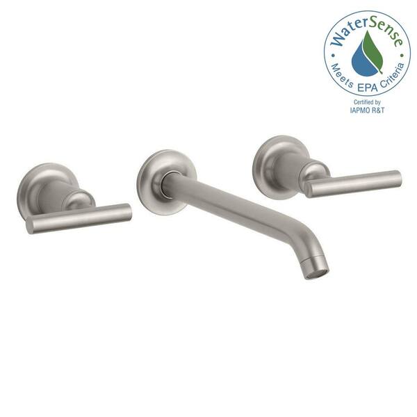 KOHLER Purist Wall-Mount 2-Handle Low-Arc Water-Saving Bathroom Faucet Trim Kit in Vibrant Brushed Nickel (Valve Not Included)