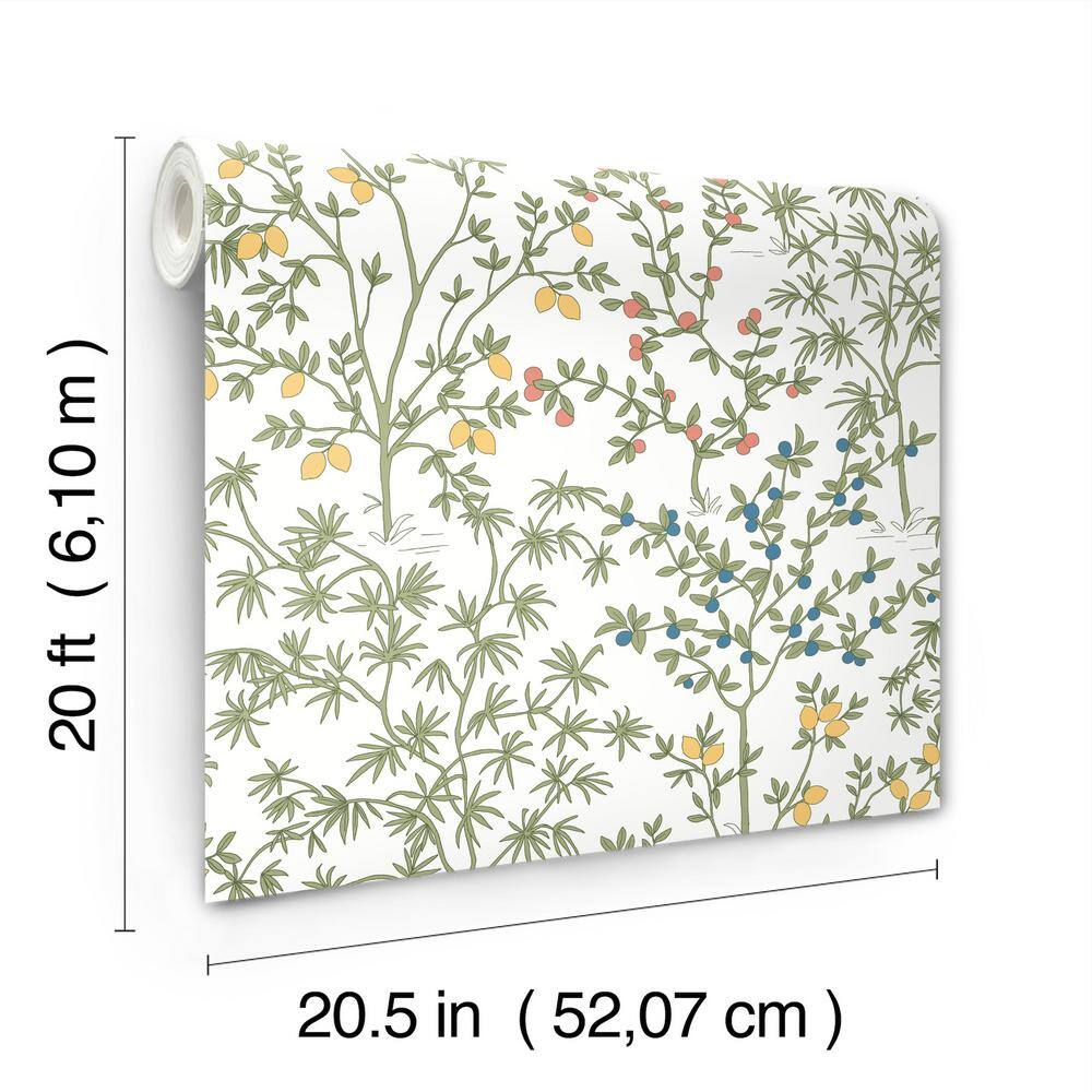 White Lemon Grove Peel and Stick Botanical Wallpaper