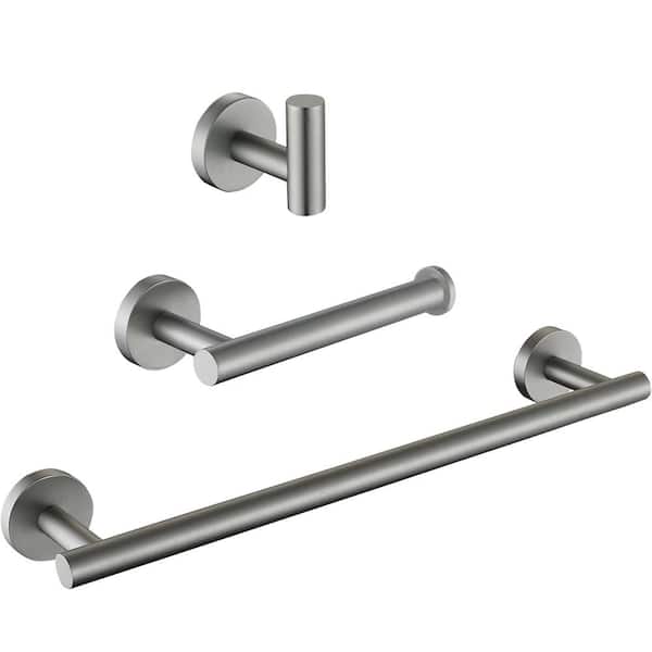 ATKING Stainless Steel 3 -Piece Bath Hardware Set with Hand Towel Holder Toilet Paper Holder Towel/Robe Hook in Brushed Nickel