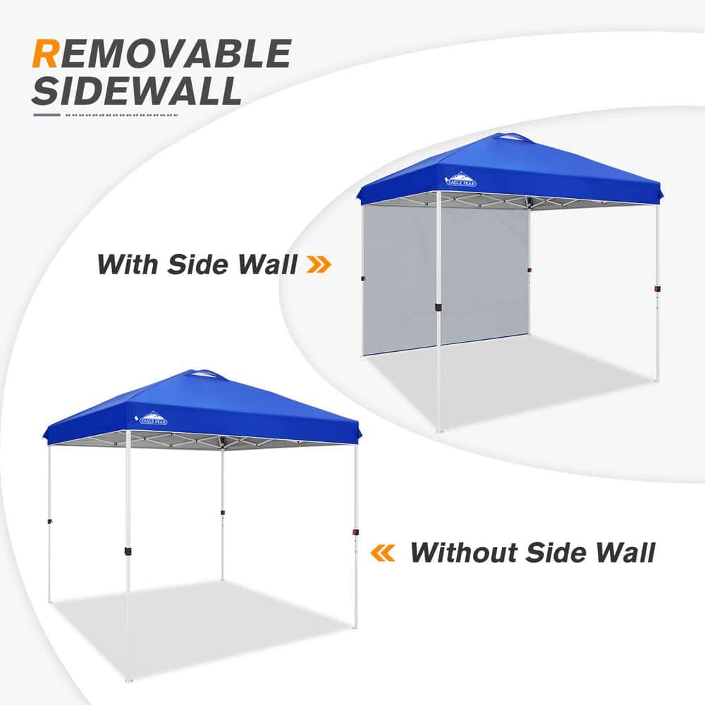 Blue 8x8 ft Steel Pop-Up Canopy Tent with Sidewall