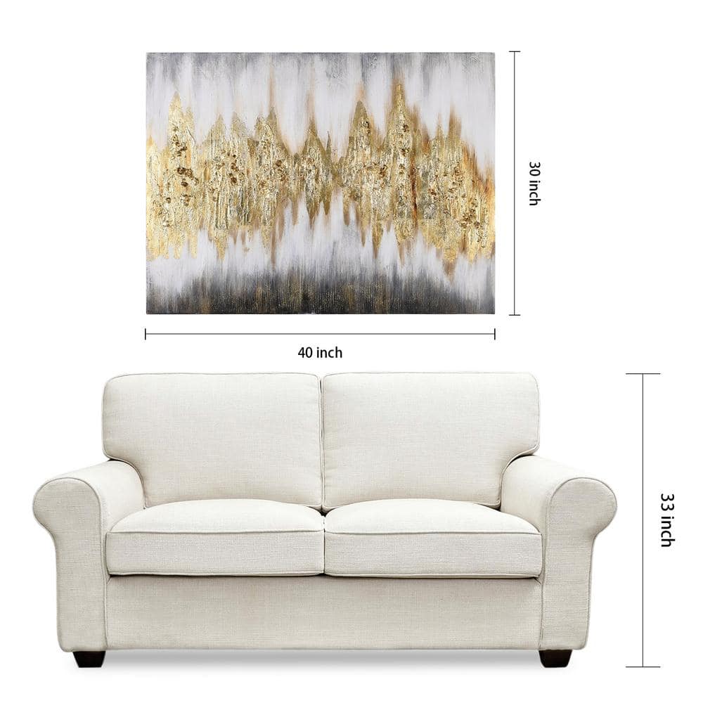 Gold and Silver Textured Abstract Hand-Painted Canvas Wall Art