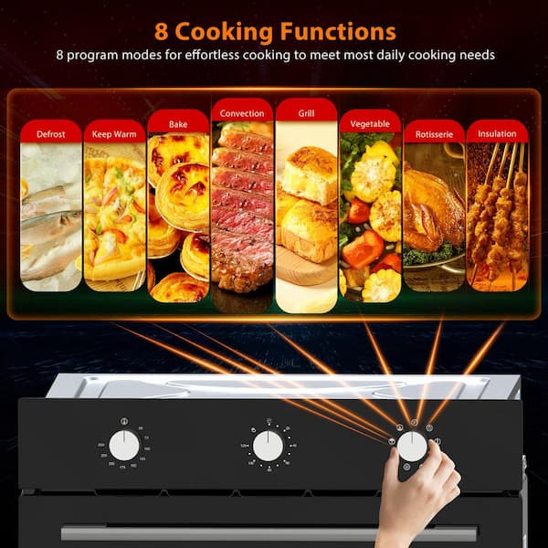Garvee - 24 in. Single Electric Built-in Wall Oven with Convection in Stainless Steel, 240V 3000W