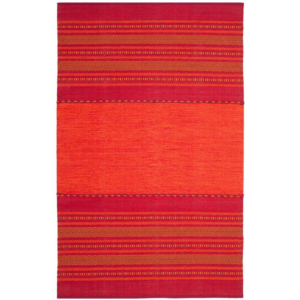 Montauk Red and Orange Handwoven Cotton Area Rug 6' x 9'