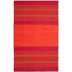 Montauk Orange/Red 6 ft. x 9 ft. Solid Color Striped Area Rug
