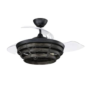 Whiskey 42 in. Flat Black/Greywood Indoor Remote Ceiling Fan, Smart Wi-Fi Enabled, works with Alexa & Smart Home Devices