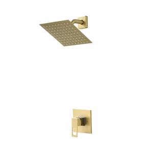Single-Handle 1-Spray Wall Mounted Shower Faucet in Brushed Gold (Valve Included)