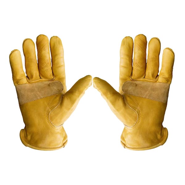 G & F 6203M-3 Premium Genuine Grain Cowhide Leather Gloves with Reinforced Patch Palm, 3-Pair, Medium