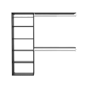 Style+ 55.12 in. W - 121.12 in. W Noir Hanging Wood Closet System Kit with Top Shelves