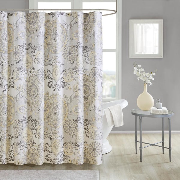 Loleta 72 in. W x 72 in. L Cotton Percale in Yellow Shower Curtain