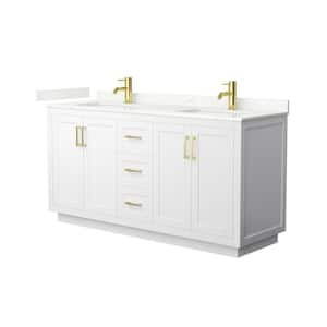 Miranda 66 in. W x 22 in. D x 33.75 in. H Double Bath Vanity in White with Giotto Quartz Top