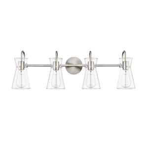 Camellia 30.7 in. 4-Light Brushed Nickel Vanity-Light Clear