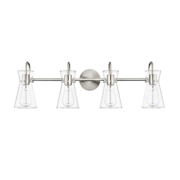 Camellia 30.7 in. 4-Light Brushed Nickel Vanity-Light Clear