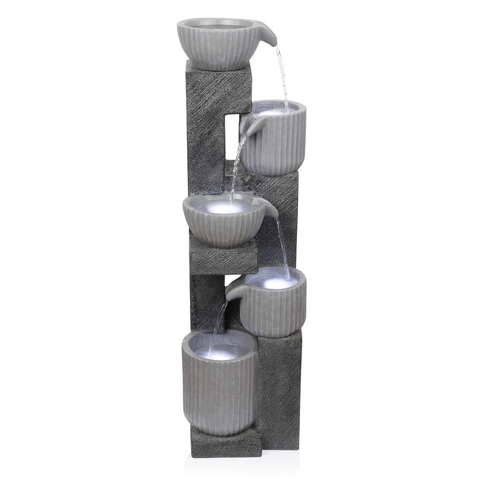 5-Tiered Pot Fountain with LED Lights