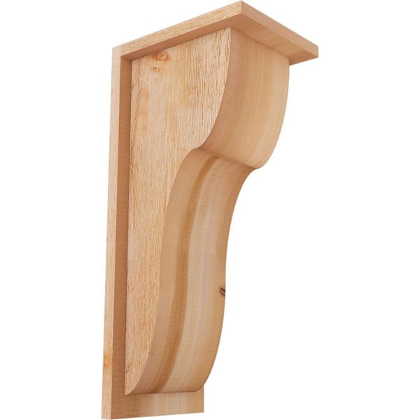 Ekena Millwork 8 in. x 10 in. x 22 in. Western Red Cedar Carmel Rough Sawn Corbel with Backplate