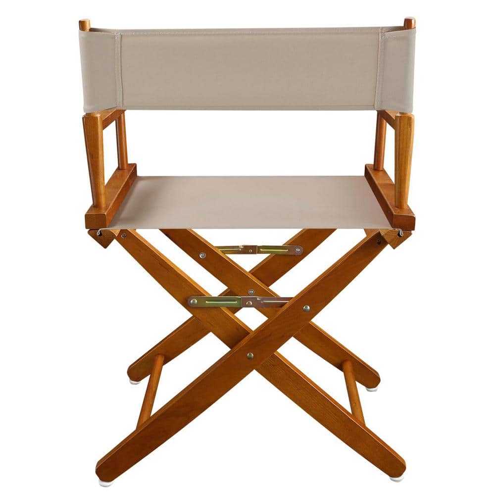 Solid Oak Extra-Wide Directors Chair with Natural Canvas