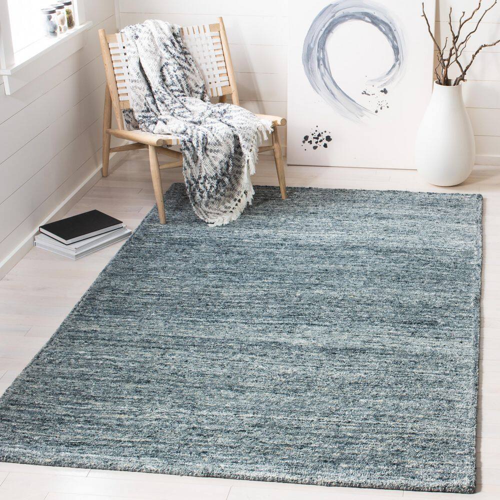 Hand-Tufted Artisan Blue Wool Rug 4' x 6'