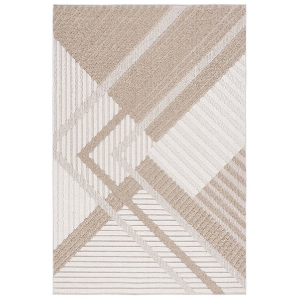 Global 6 ft. x 8 ft. Beige/Light Beige Abstract Chevron Indoor/Outdoor Area Rug