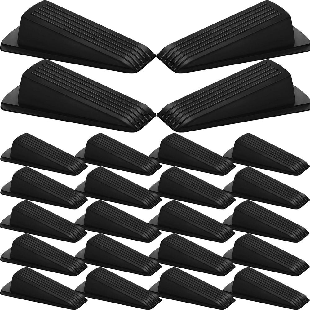 Rubber Door Stop Wedges in Black, Heavy Duty Stackable Door Stoppers, 24 Pieces Included, for Bottom of Door price history on PriceWatchPro