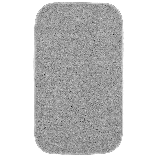 Garland Rug Sedona 21 in. x 34 in. Silver Gray Solid Color Plush Polypropylene Rectangle Bath Rug