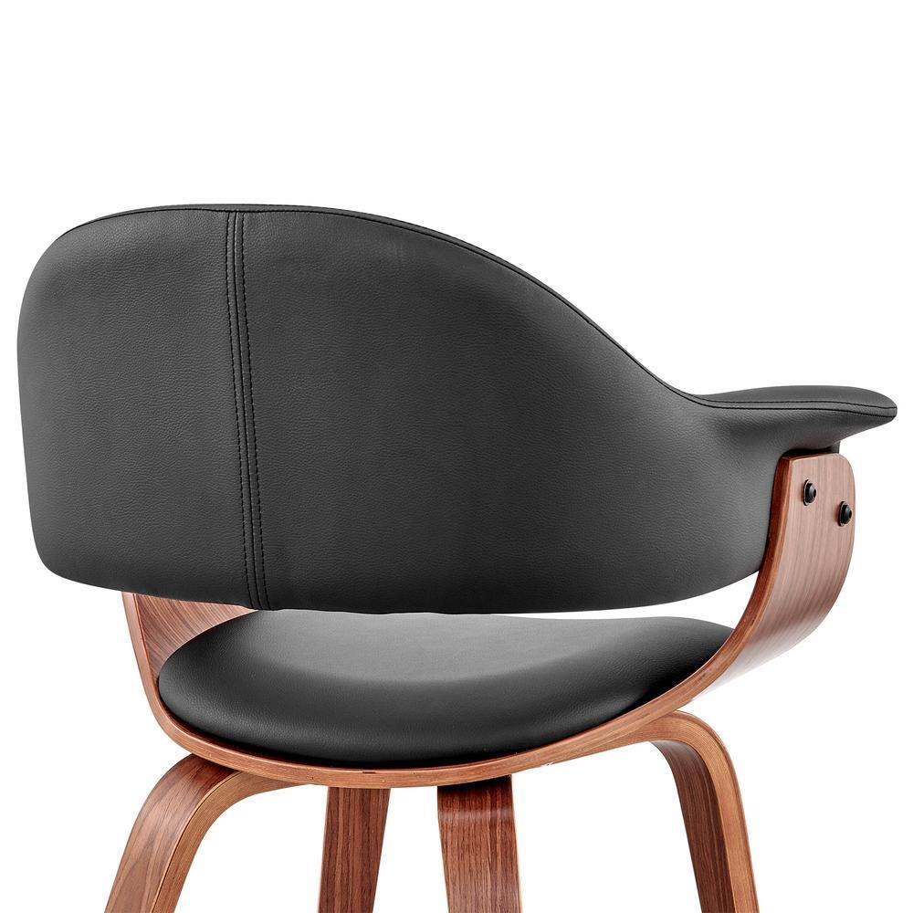 Adalyn Contemporary Black Faux Leather & Walnut Wood Arm Chair