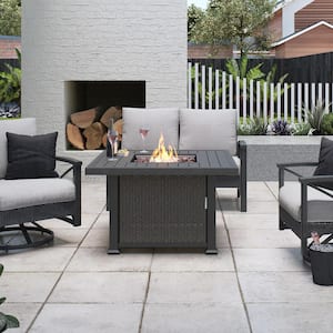 Vendome 42 in. x 24 in. Square Aluminum Propane Fire Pit in Grey