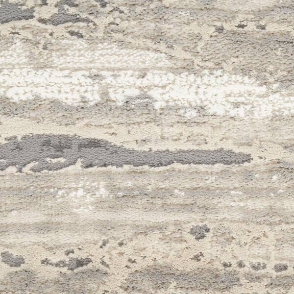 6' X 9' Ivory Black and Gray Abstract Non Skid Area Rug