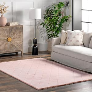 Amy Machine Washable Blush 2 ft. x 8 ft. Solid Runner Rug