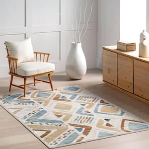 Henley Geometric Machine Washable Blue 7 ft. 3 in. x 9 ft. Kids Area Rug