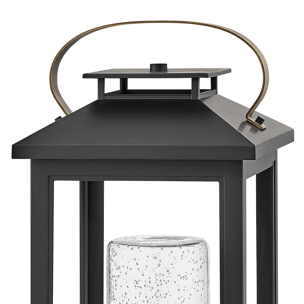 Black Clear Seedy Glass Outdoor Pier Mount Lantern