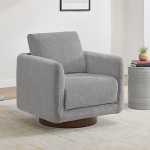 Jareth Gray Fabric Swivel Arm Chair Modern Accent Chair with Removable Back Cusion for Living Room and  Bed Room