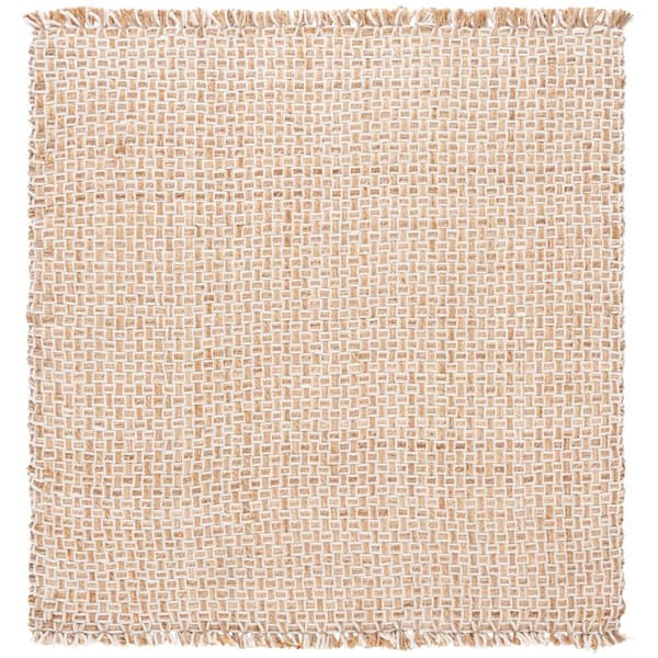 SAFAVIEH Natural Fiber 6 ft. x 6 ft. Natural/Ivory Woven Thread Square ...