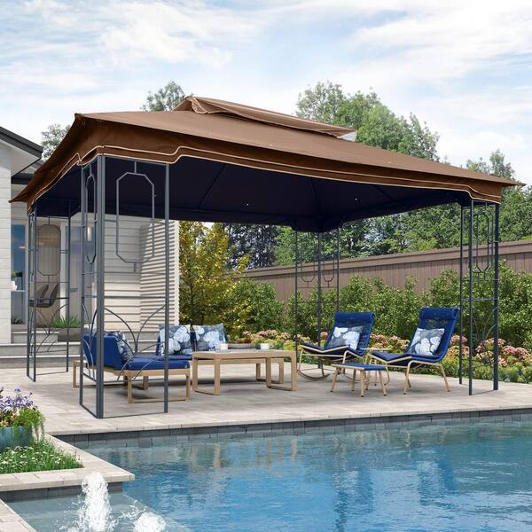 カリフォルニア パティオ　カプチーノ Xzkai 13 ft. x 10 ft. Coffee Outdoor Patio Gazebo Canopy