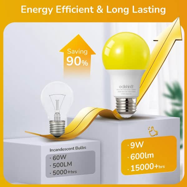 EDISHINE 60-Watt Equivalent A19 Outdoor E26 Medium Bug Light