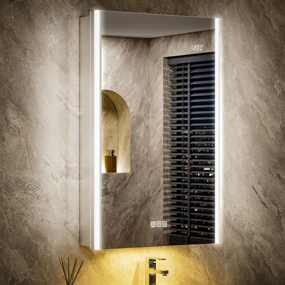 Aura 20 in. W x 32 in. H Rectangular Aluminum Surface/Recessed Wall Medicine Cabinet with Mirror and Light, Dimmable-R price history on PriceWatchPro