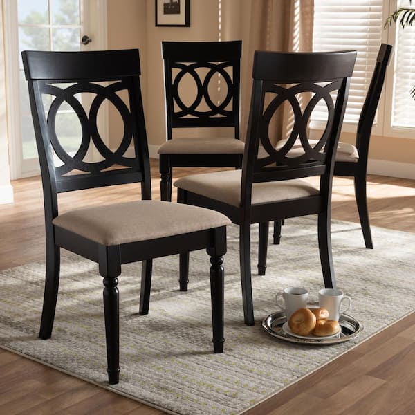 Lucie Sand and Espresso Fabric Dining Chair (Set of 4)