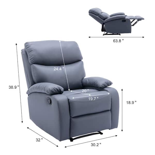 Pinksvdas 30.2 in. Light Grey Standard Manual Tech Faux Leather Recliner  Chair with Padded Seat, Small Recliners for Small Spaces ZY8018 LG - The  Home Depot