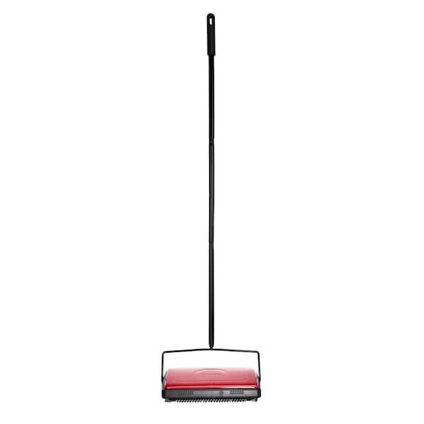 Alpine Industries 11 in. Manual Triple Brush Floor and Carpet Sweeper in Red