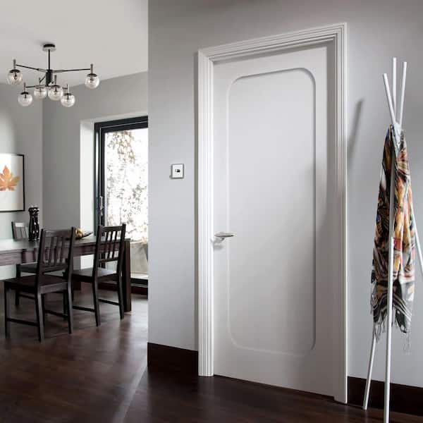CALHOME 34 in. x 84 in. Left-Handed Curved 1 Panel Shaker White