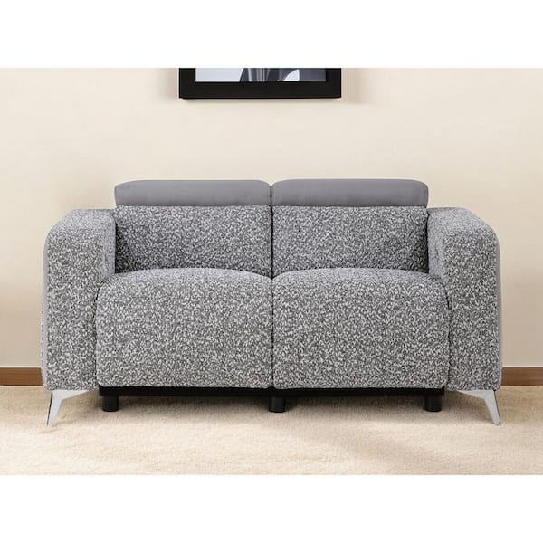 HomeRoots 63 in. Dark Gray Solid Polyester 2-Seater Loveseat