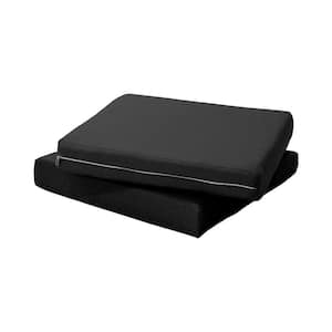 Hudson 21 in. x 3 in. Outdoor Patio Sofa Seat Cushion in Black (Set of 2)