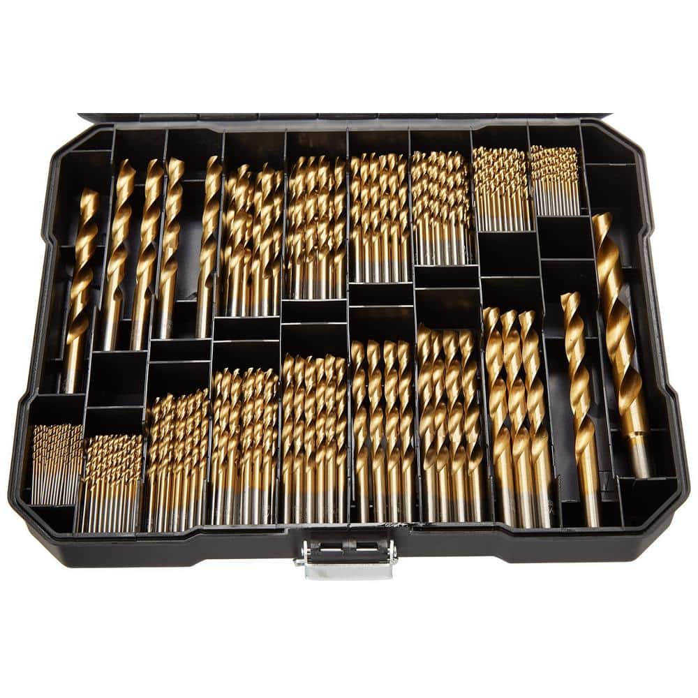 230-Pieces Titanium Twist Drill Bit Set, 135° Tip High Speed Steel Drillin