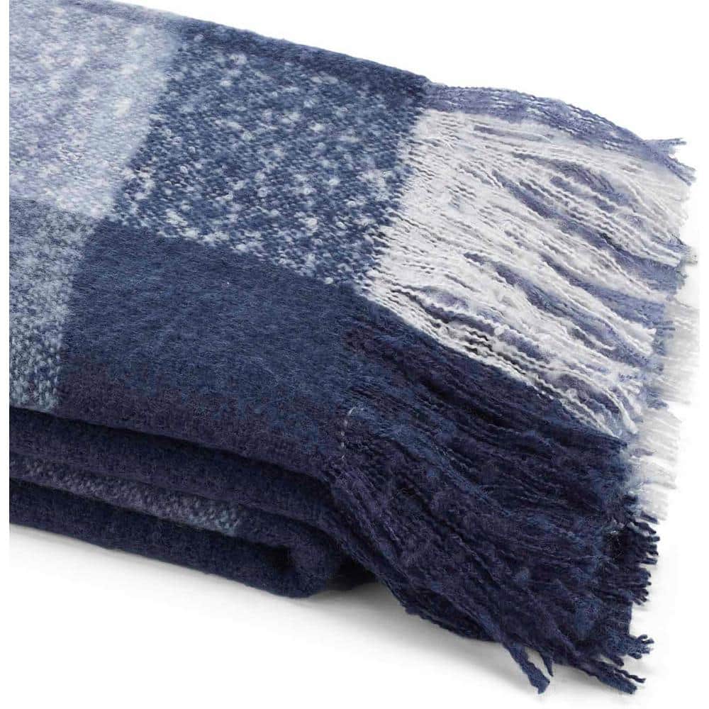 Nautica Plaid Blue Faux Mohair 60in L" x 50in. W" Throw224041 The