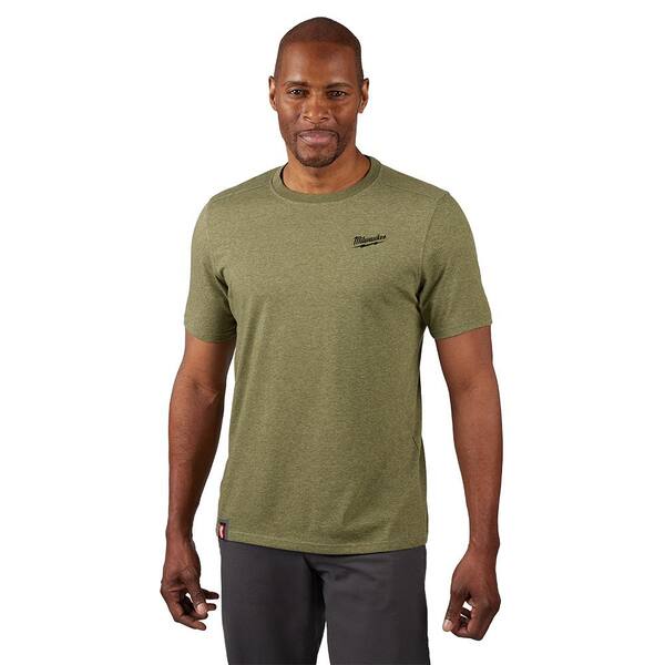 Milwaukee Men's Large Green Cotton/Polyester Short-Sleeve Hybrid