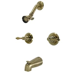 Victorian Double Handle 1-Spray Tub and Shower Faucet 2 GPM with Corrosion Resistant in. Antique Brass