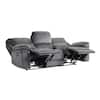 Lazzara Greerman gray microfiber double manual reclining sofa with two seats reclined