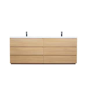 Angeles 84 in. W Vanity in White Oak with Reinforced Acrylic Vanity Top in White with White Basin
