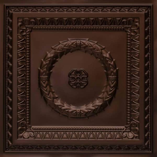 FROM PLAIN TO BEAUTIFUL IN HOURS Laurel Wreath Mocha 2 ft. x 2 ft. PVC Faux Tin Glue-up or Lay-in Faux Tin Ceiling Tile (200 sq. ft./case)