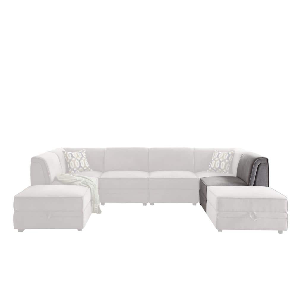 Bois 30" Modular Armless Chair in Gray Velvet